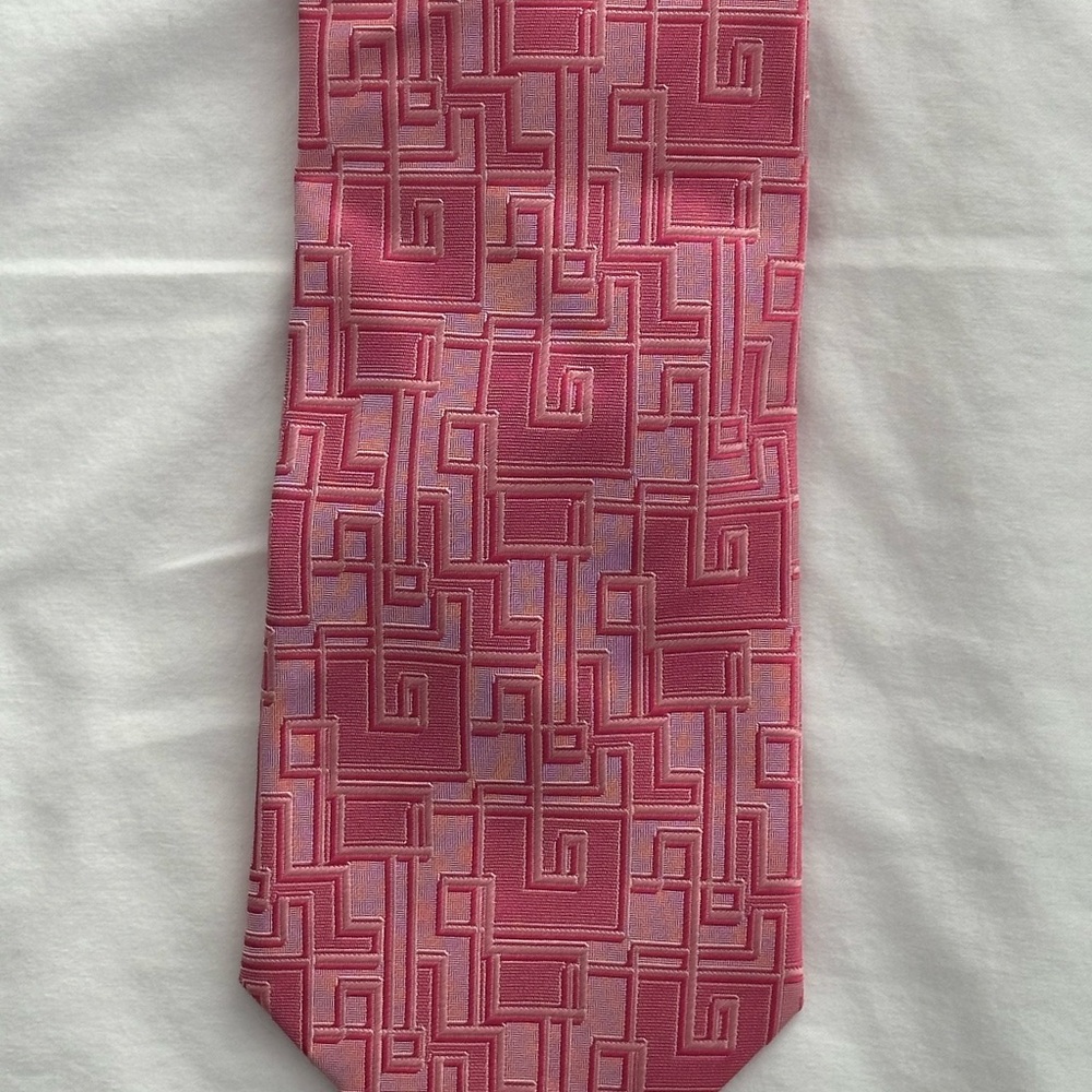 Versace Pink Patterned Silk Tie - image 4